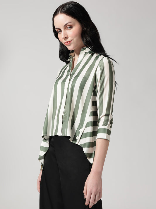 Olive High-Low Shirt