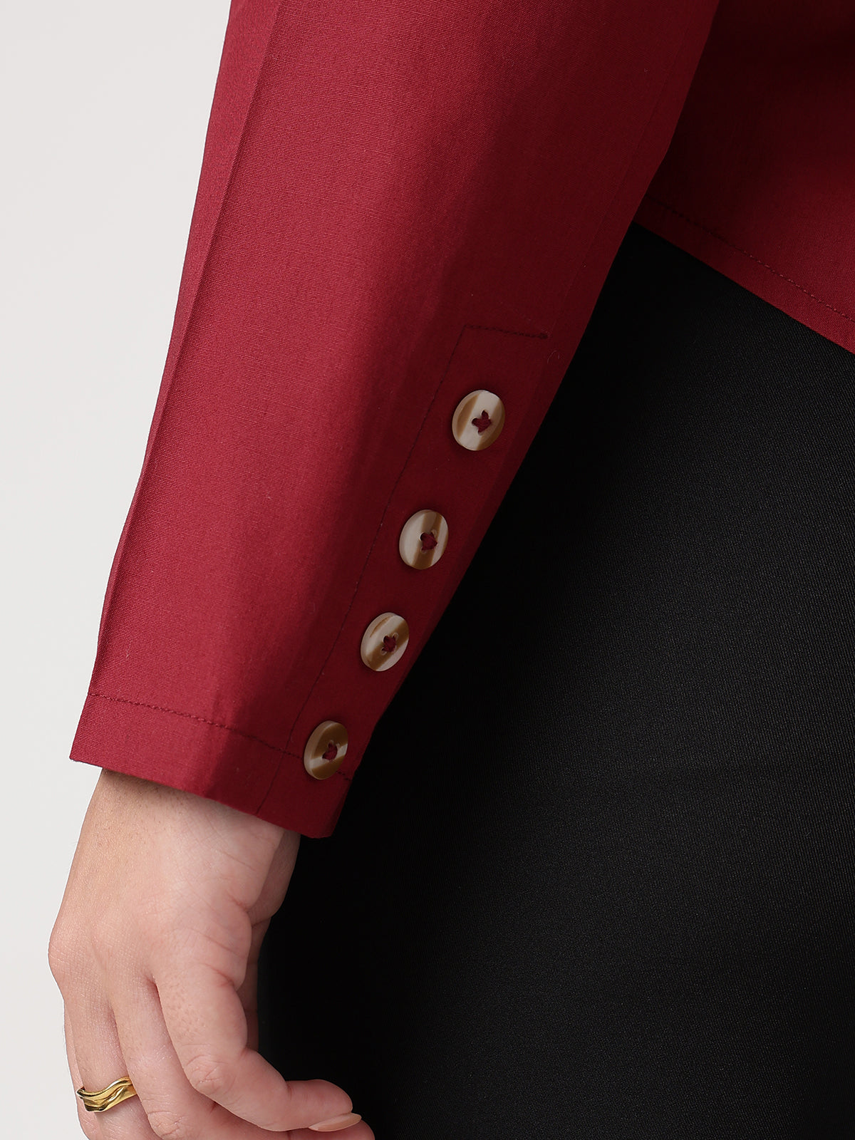 Tailored Poplin Maroon Shirt