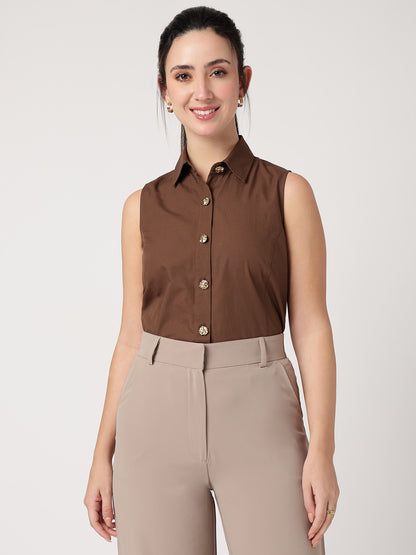 100% Cotton Statement Sleeveless Shirt