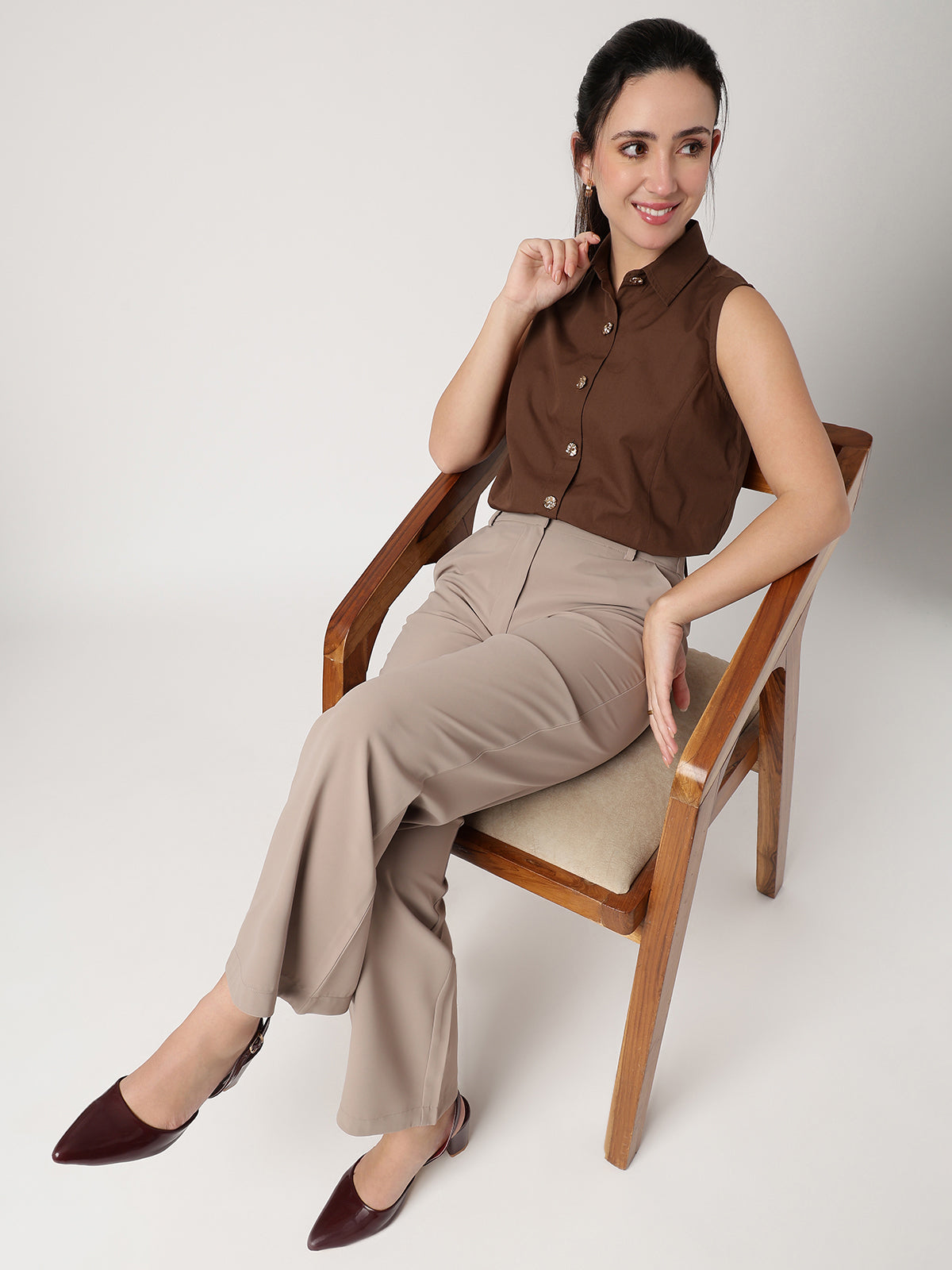 Sleeveless Smart Office Shirt