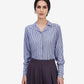 White Grey Striped Lapel Shirt