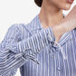 White Grey Striped Lapel Shirt