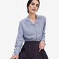 White Grey Striped Lapel Shirt