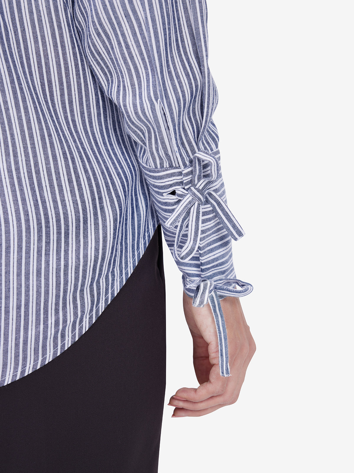 White Grey Striped Lapel Shirt