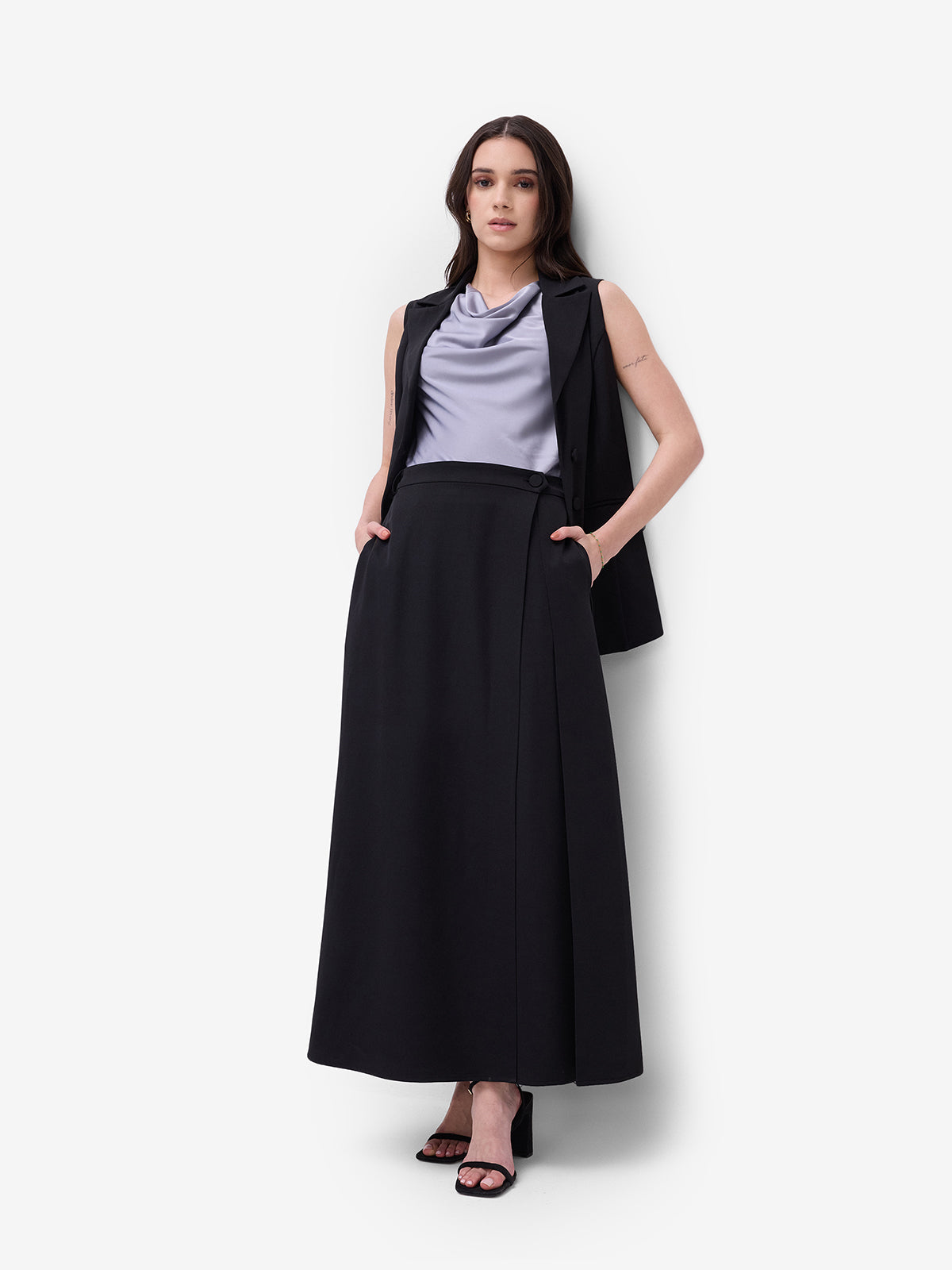 Black Overlap Skirt