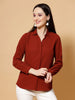 Rust Spread Collar Long Sleeves Formal Shirt