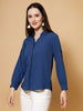 Blue Spread Collar Formal Shirt