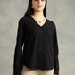 Black V-Neck Long Sleeves Top