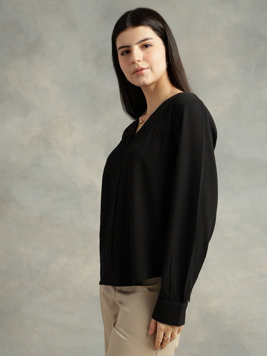 Black V-Neck Top