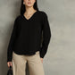 Black V-Neck Long Sleeves Top