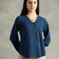 Blue V-Neck Top