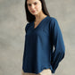 Blue V-Neck Top