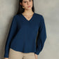 Blue V-Neck Top
