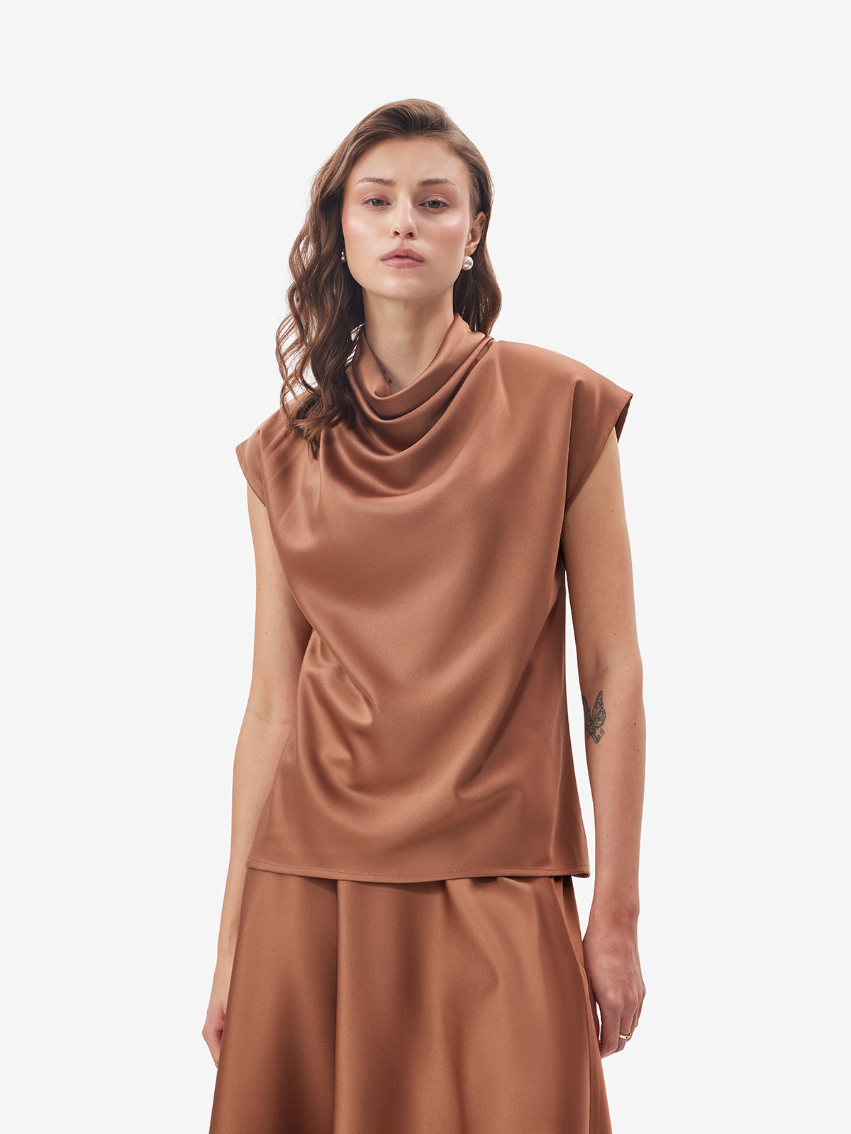 Luxe Satin Cowl Neck Top