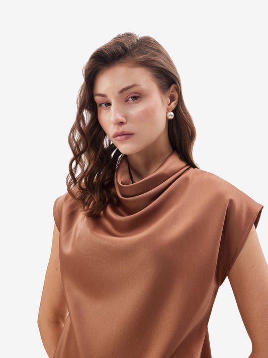 Luxe Satin Cowl Neck Top