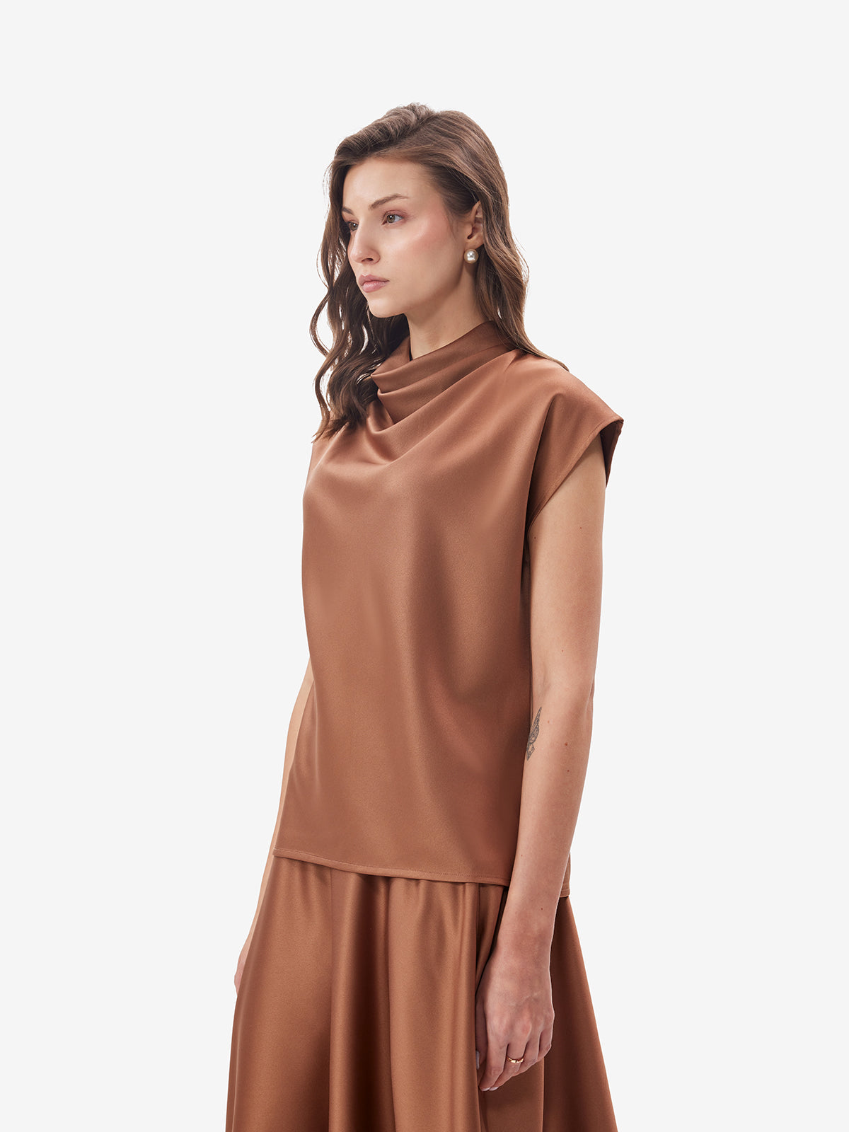 Luxe Satin Cowl Neck Top
