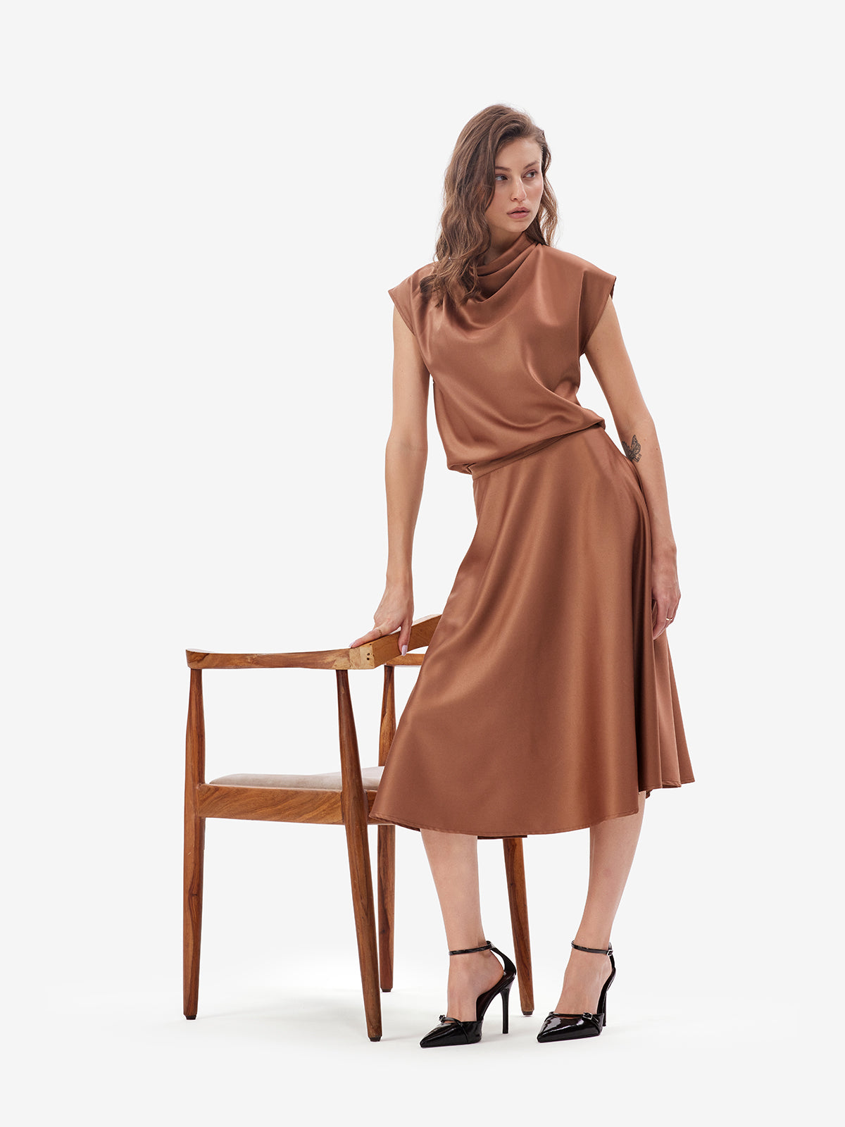 Luxe Satin Cowl Neck Top