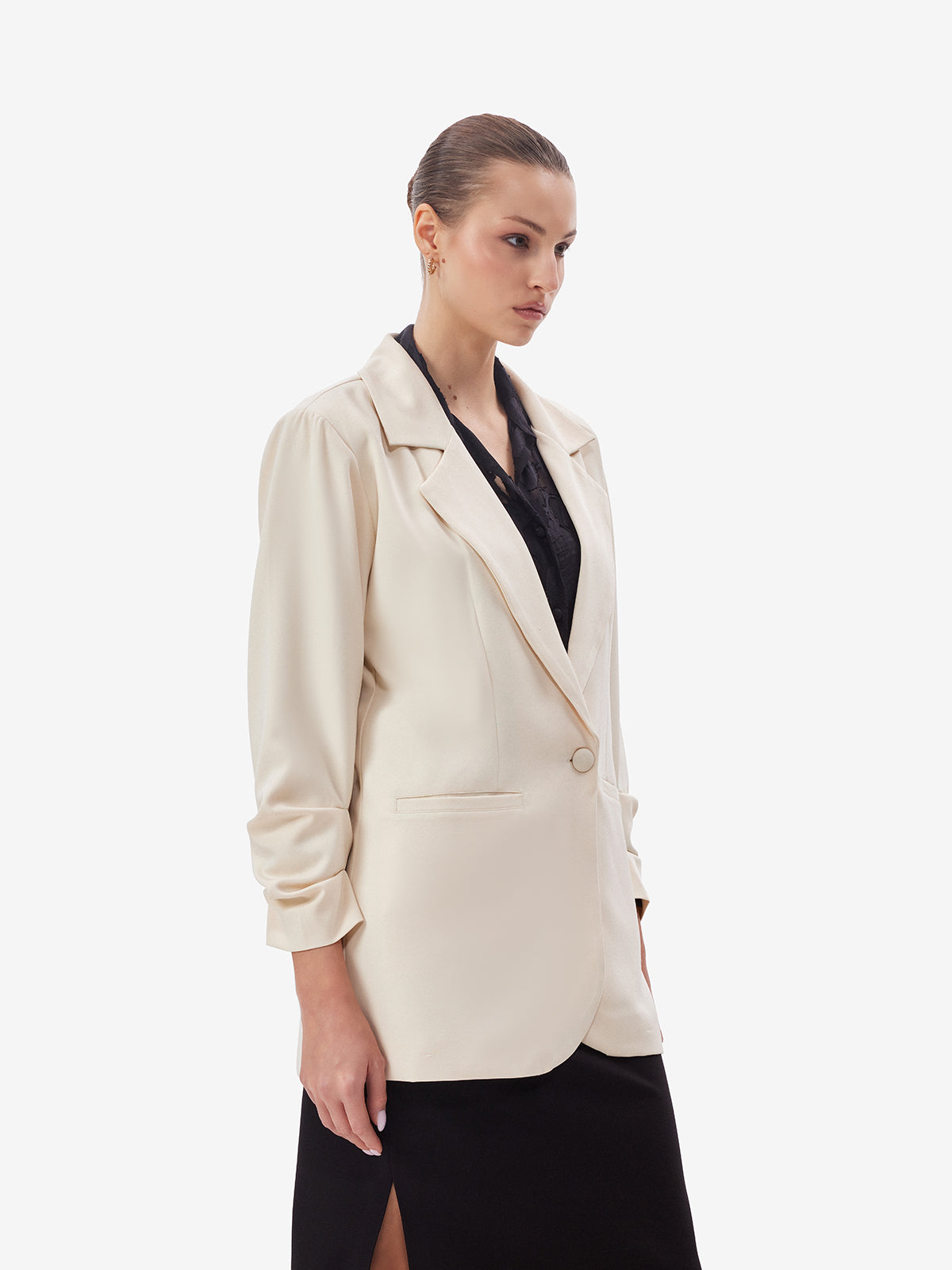 Ivory Tailored Single-Button Blazer