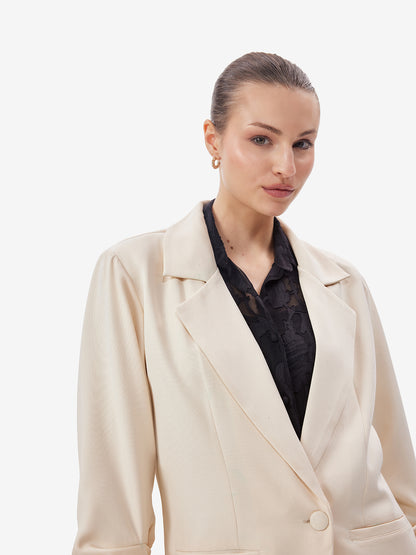 Ivory Tailored Single-Button Blazer