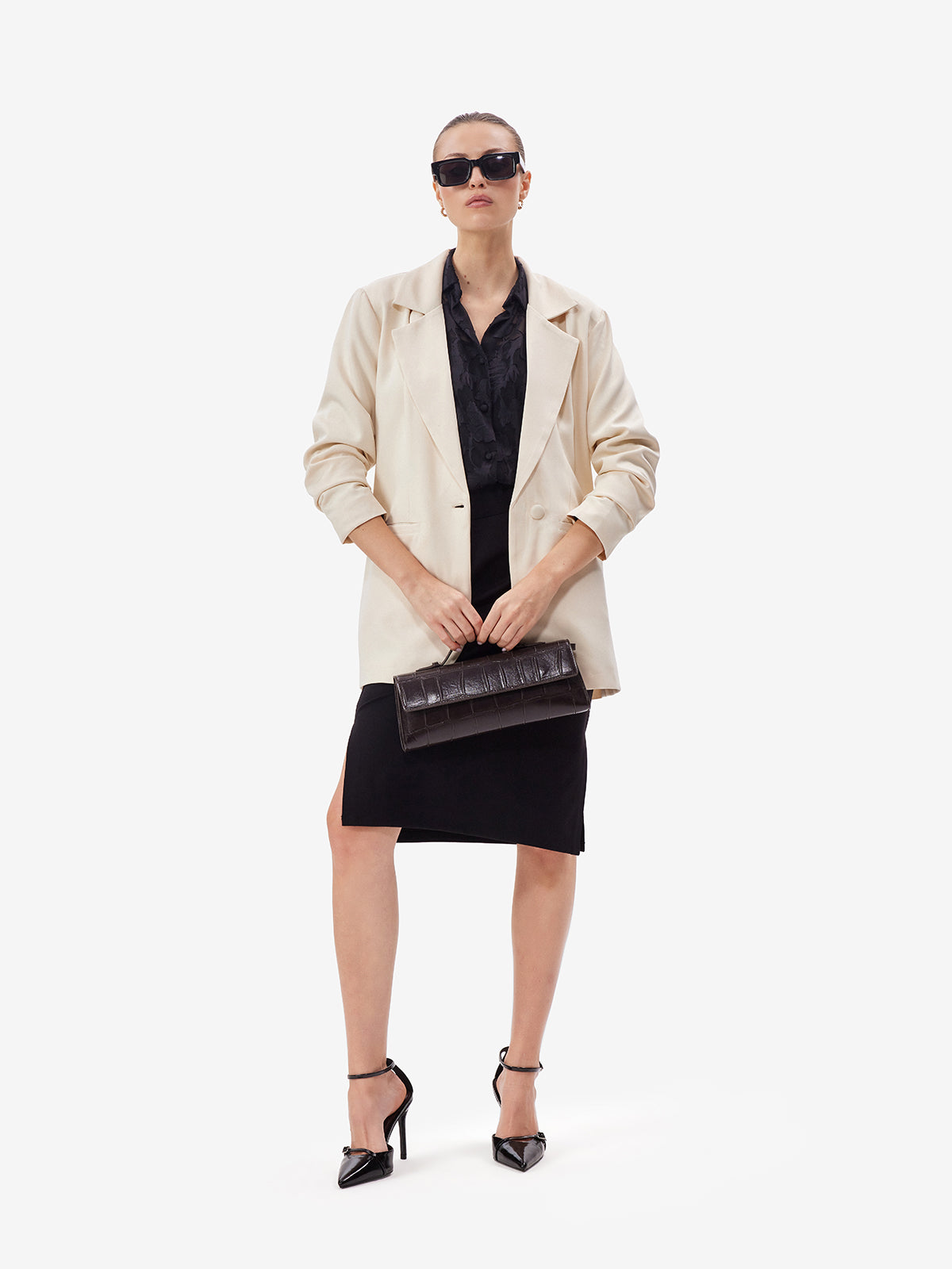 Ivory Tailored Single-Button Blazer