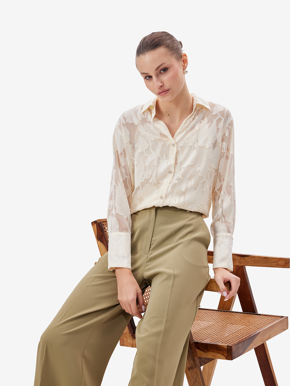 Off White Jacquard Shirt