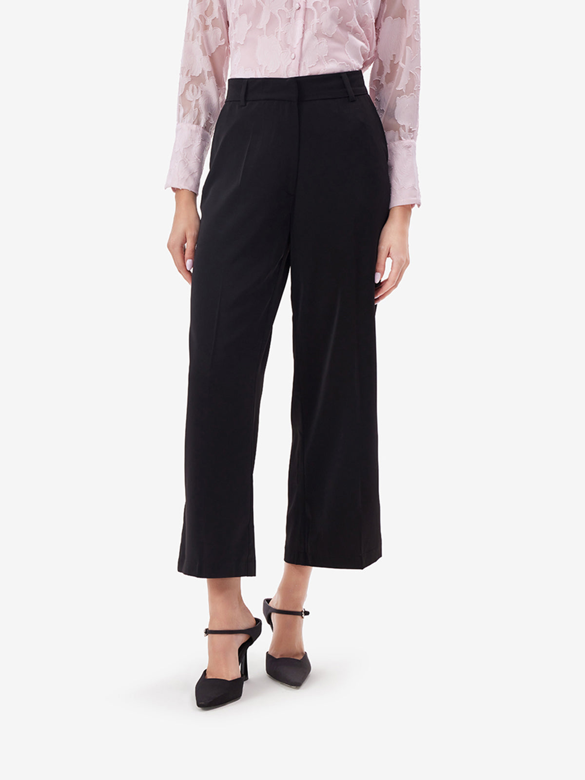 BreezeFlow Black Wide Leg Pants