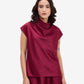 Maroon Luxe Satin Cowl Neck Top