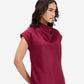 Maroon Luxe Satin Cowl Neck Top