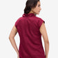 Maroon Luxe Satin Cowl Neck Top