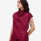 Maroon Luxe Satin Cowl Neck Top