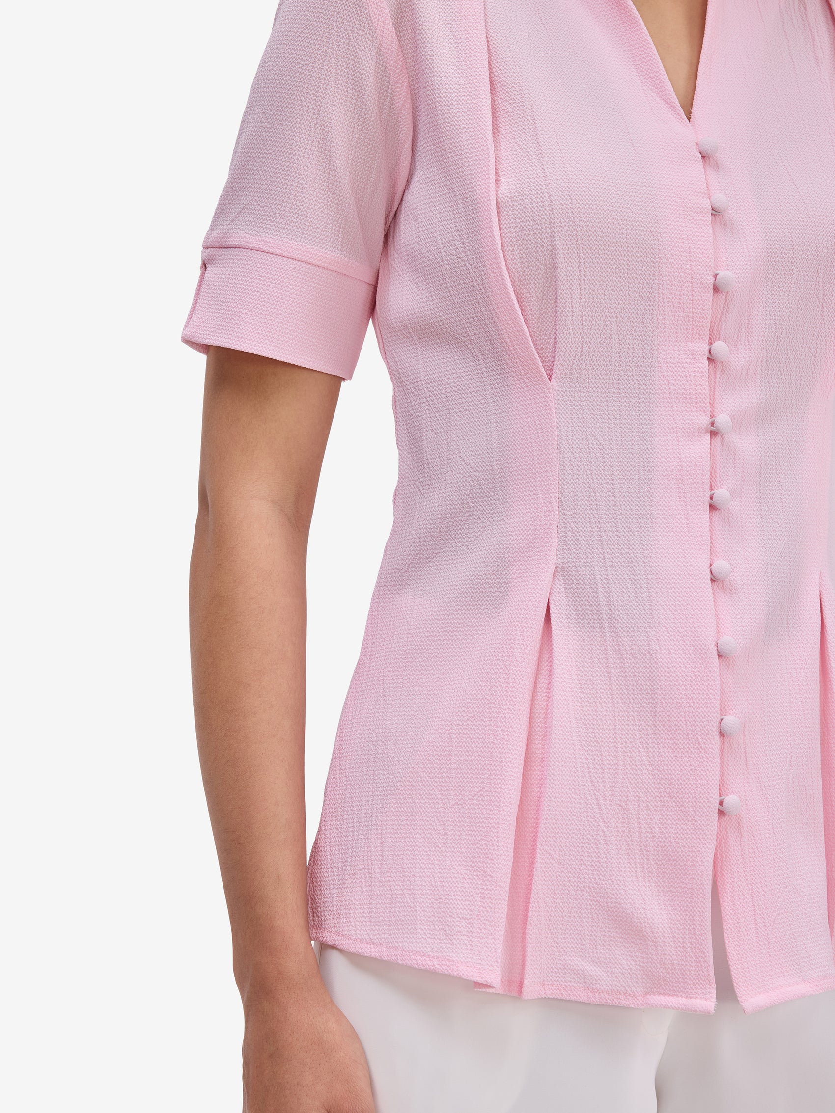 Pink Crepe Collar Shirt