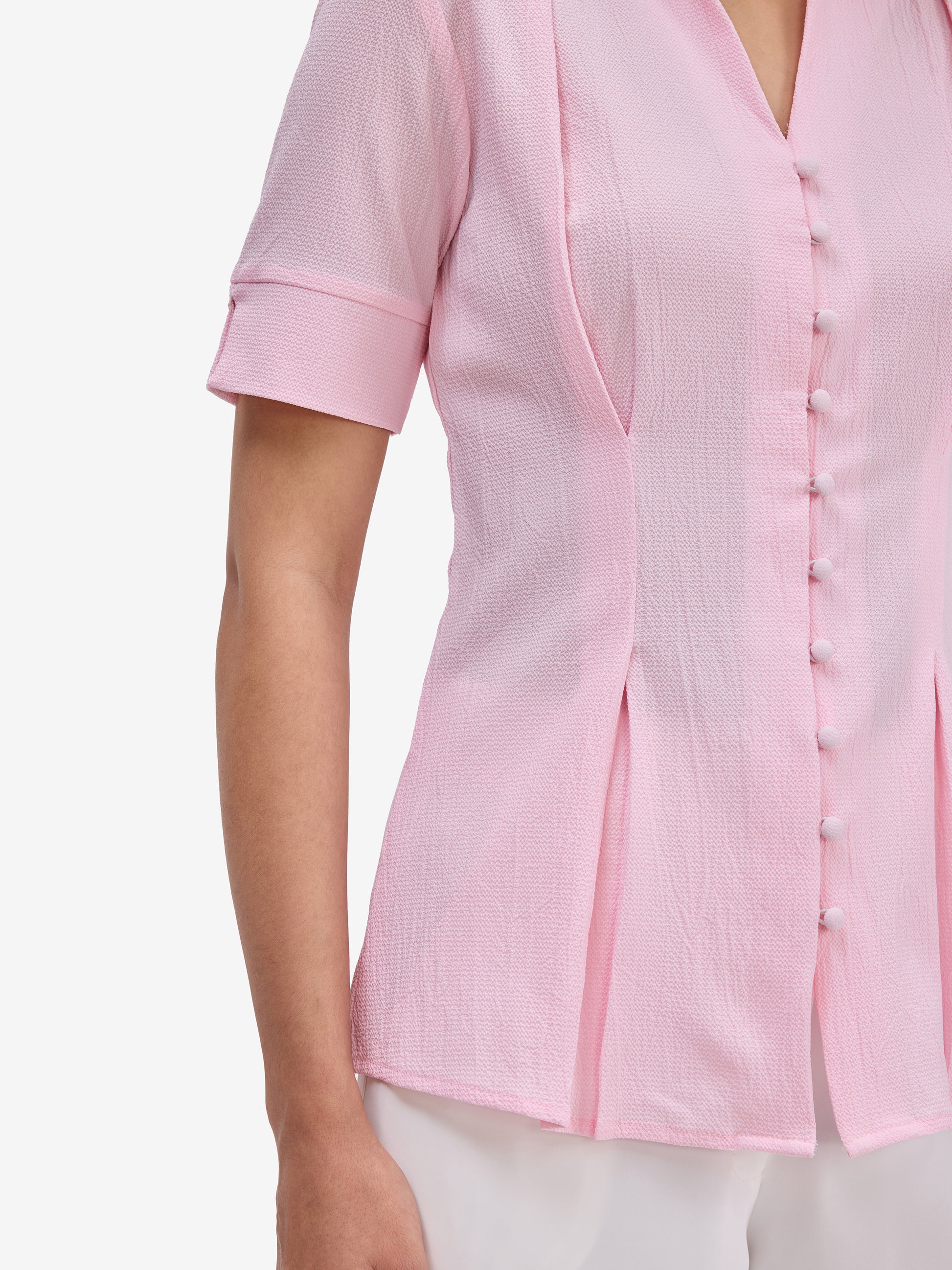 Pink Crepe Collar Shirt