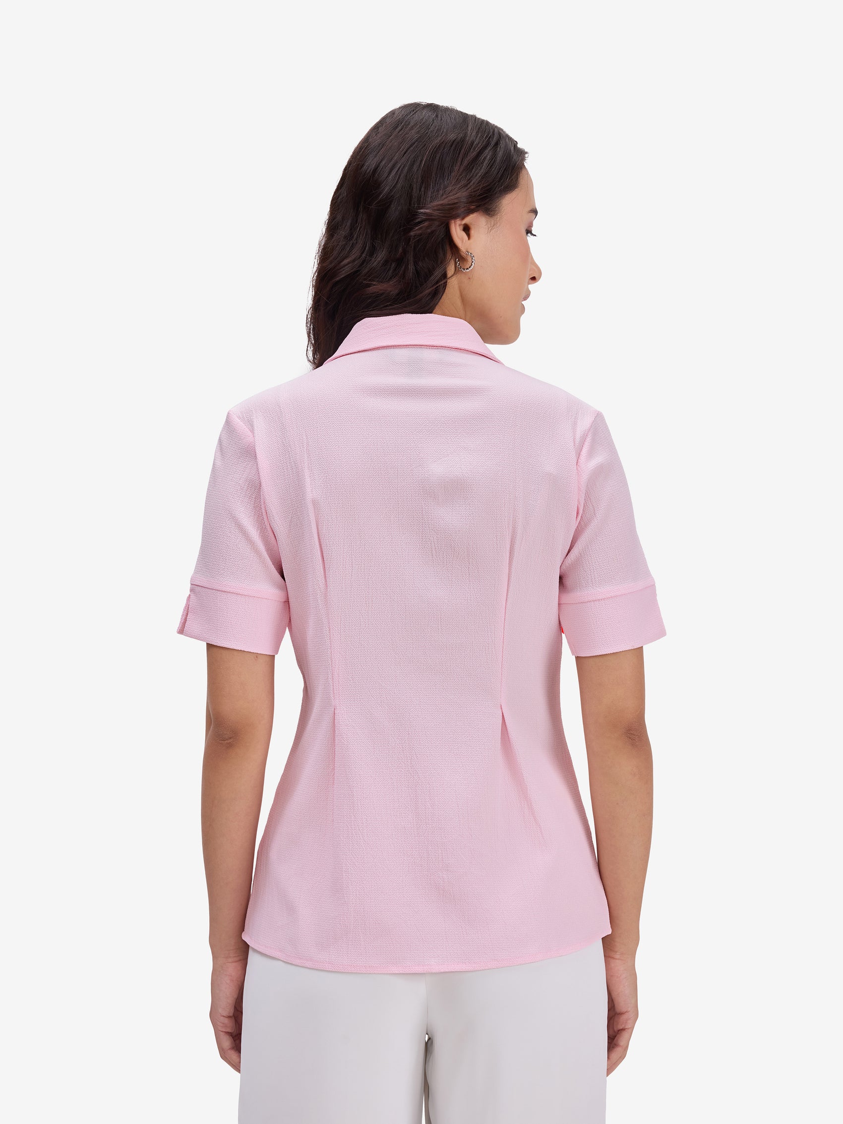 Pink Crepe Collar Shirt