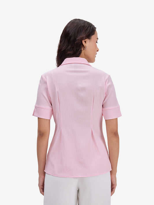 Pink Crepe Collar Shirt