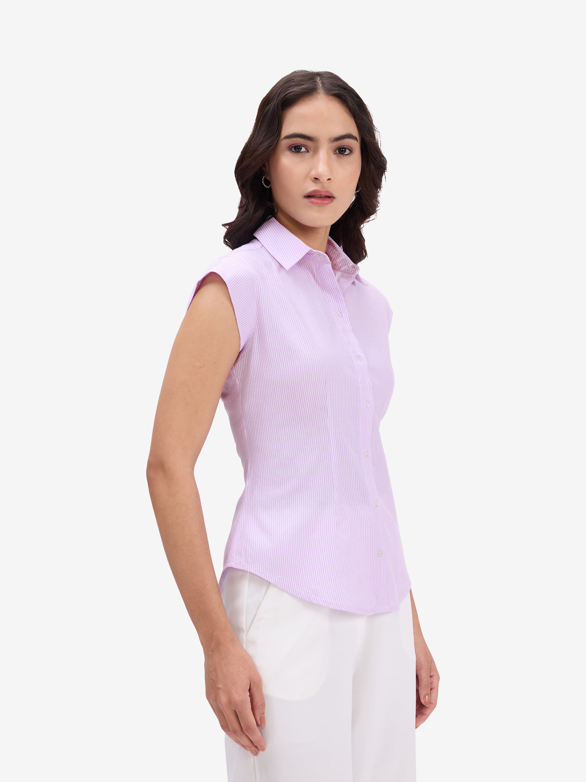 Lavender Striped Cotton Shirt