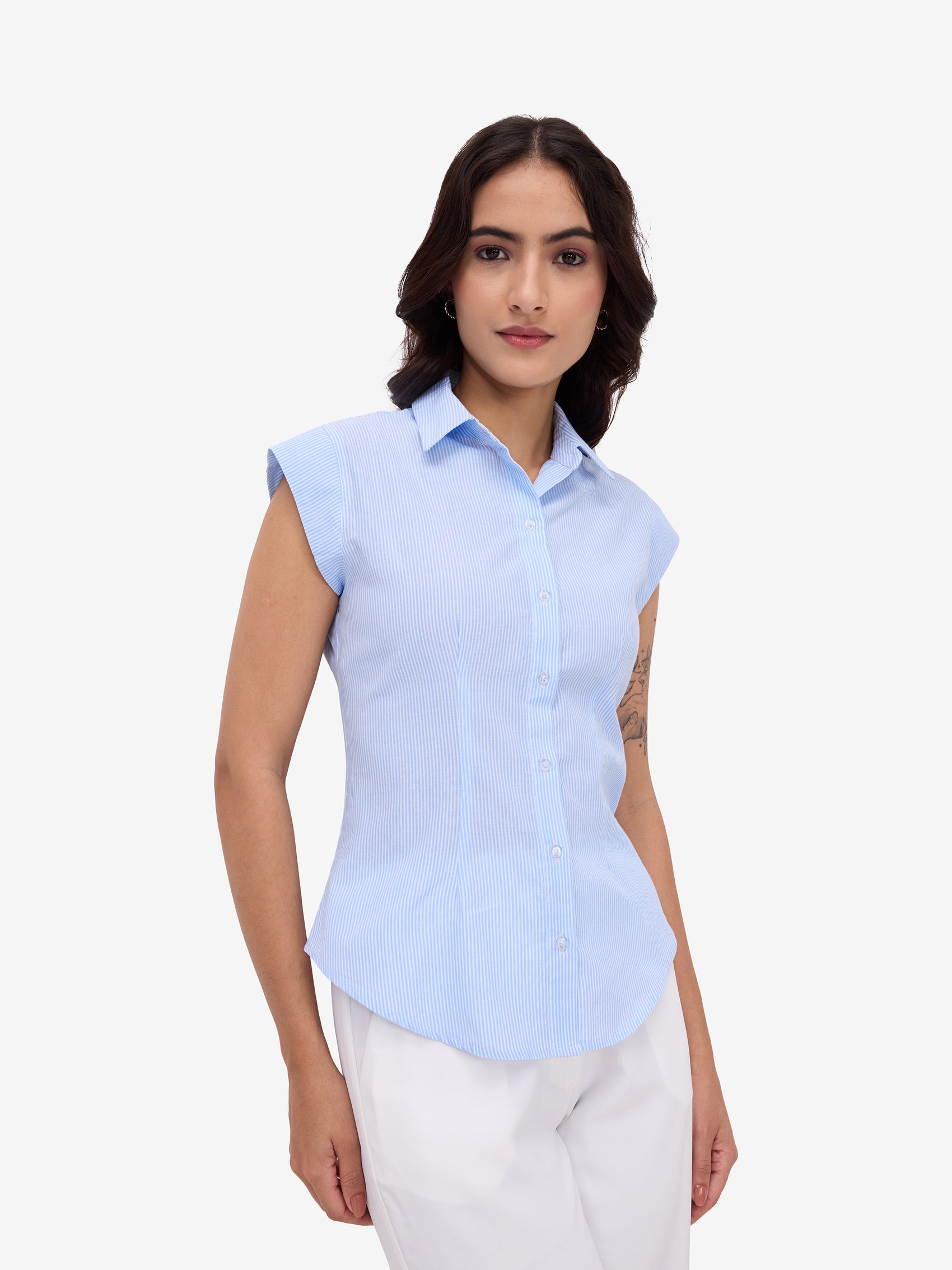 Blue Striped Cotton Shirt