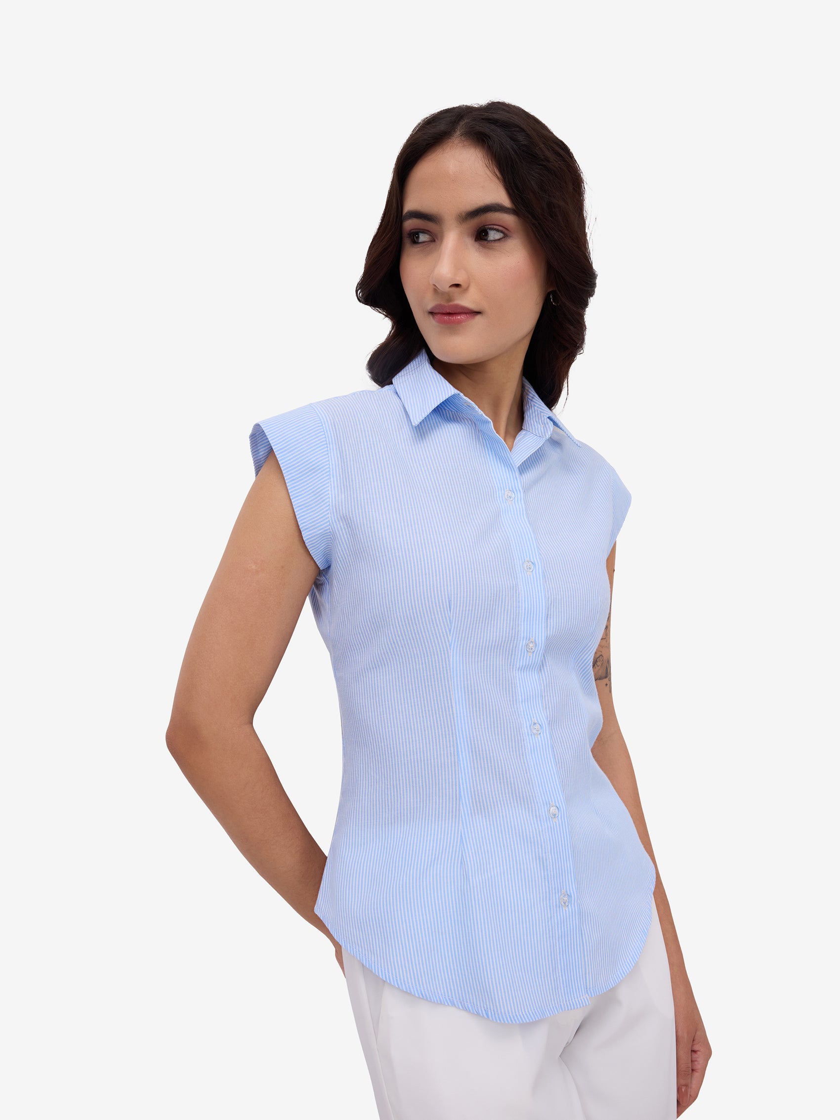 Blue Striped Cotton Shirt