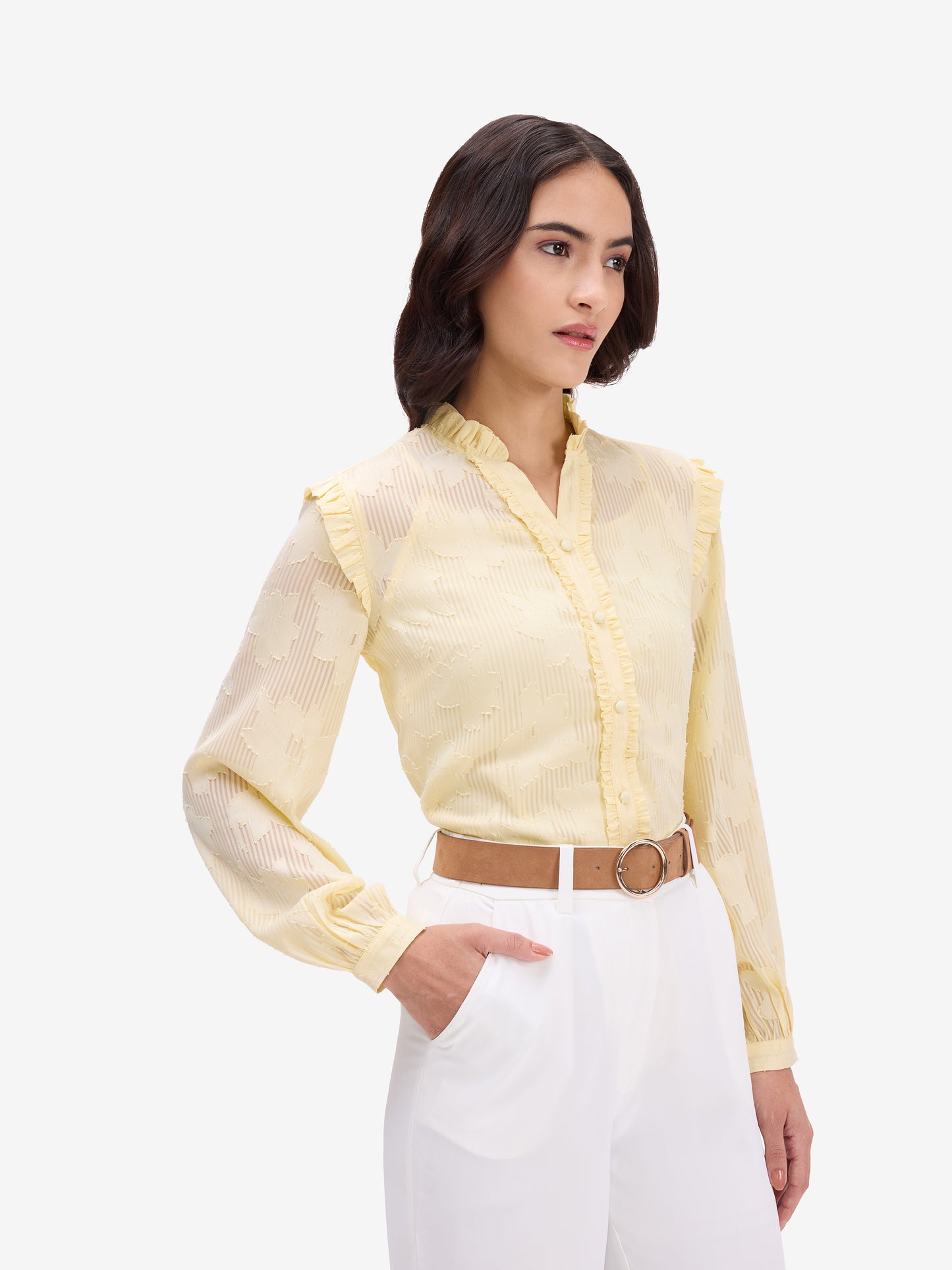Yellow Jacquard Top
