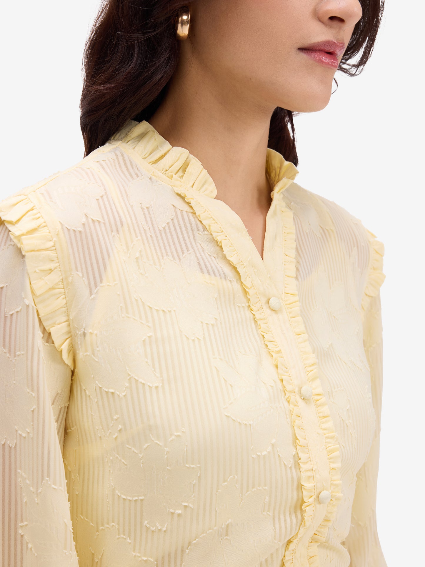 Yellow Jacquard Top