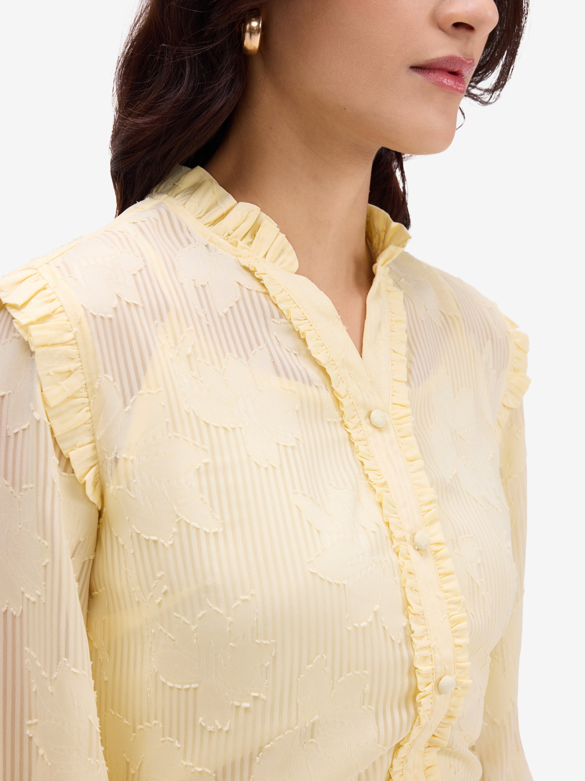 Yellow Jacquard Top