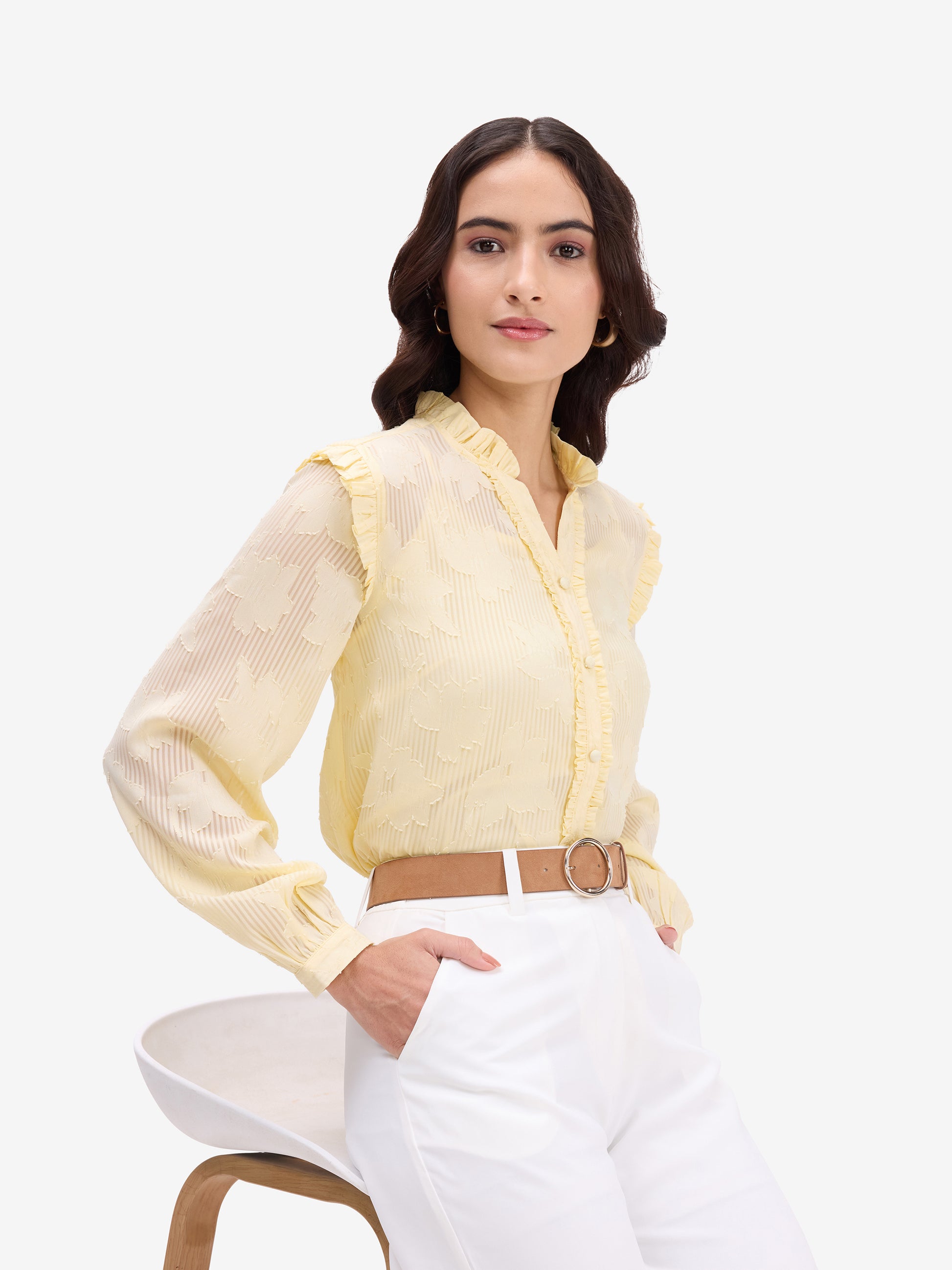 Yellow Jacquard Top