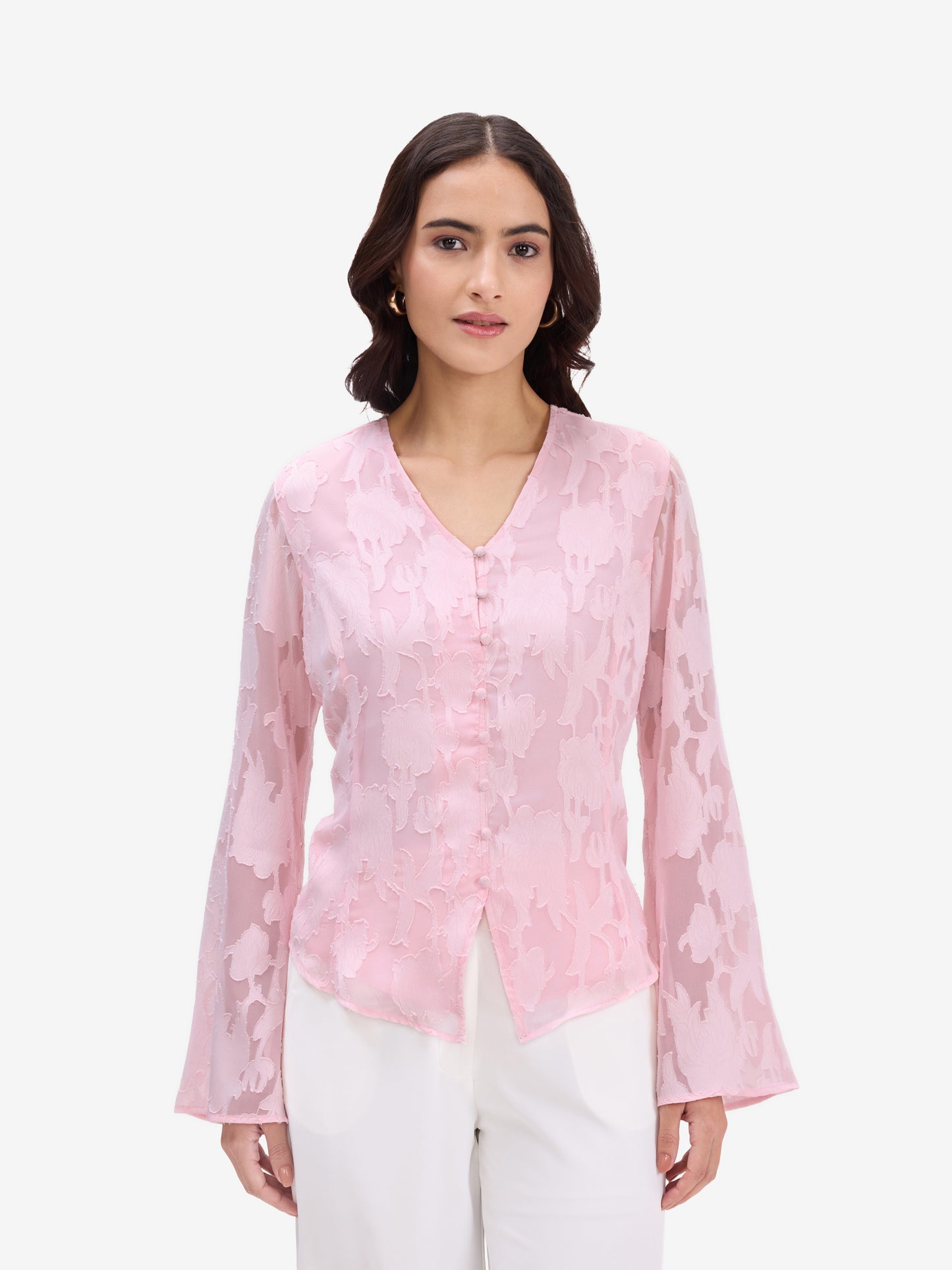 Pink Jacquard Top