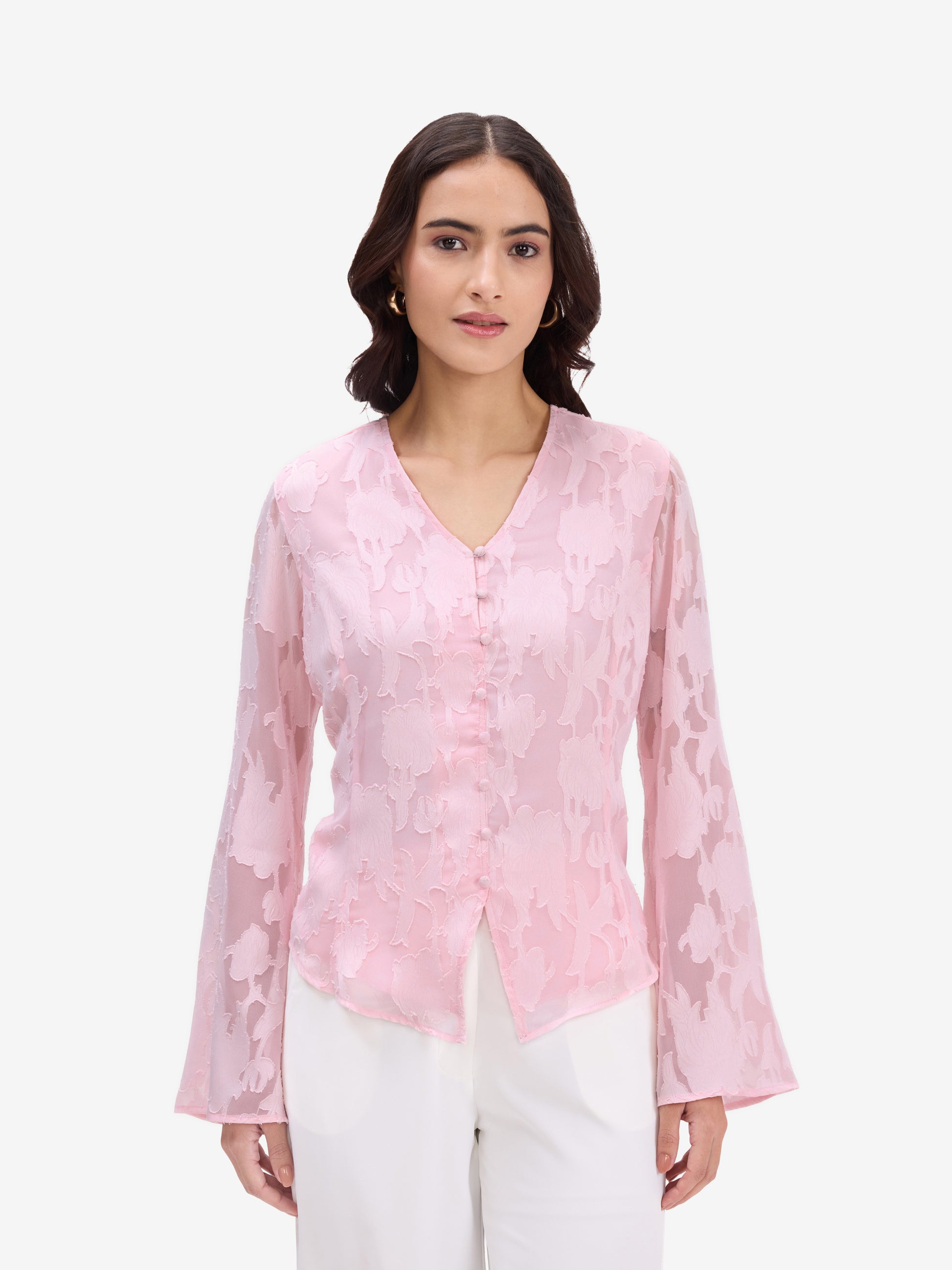 Pink Jacquard Top