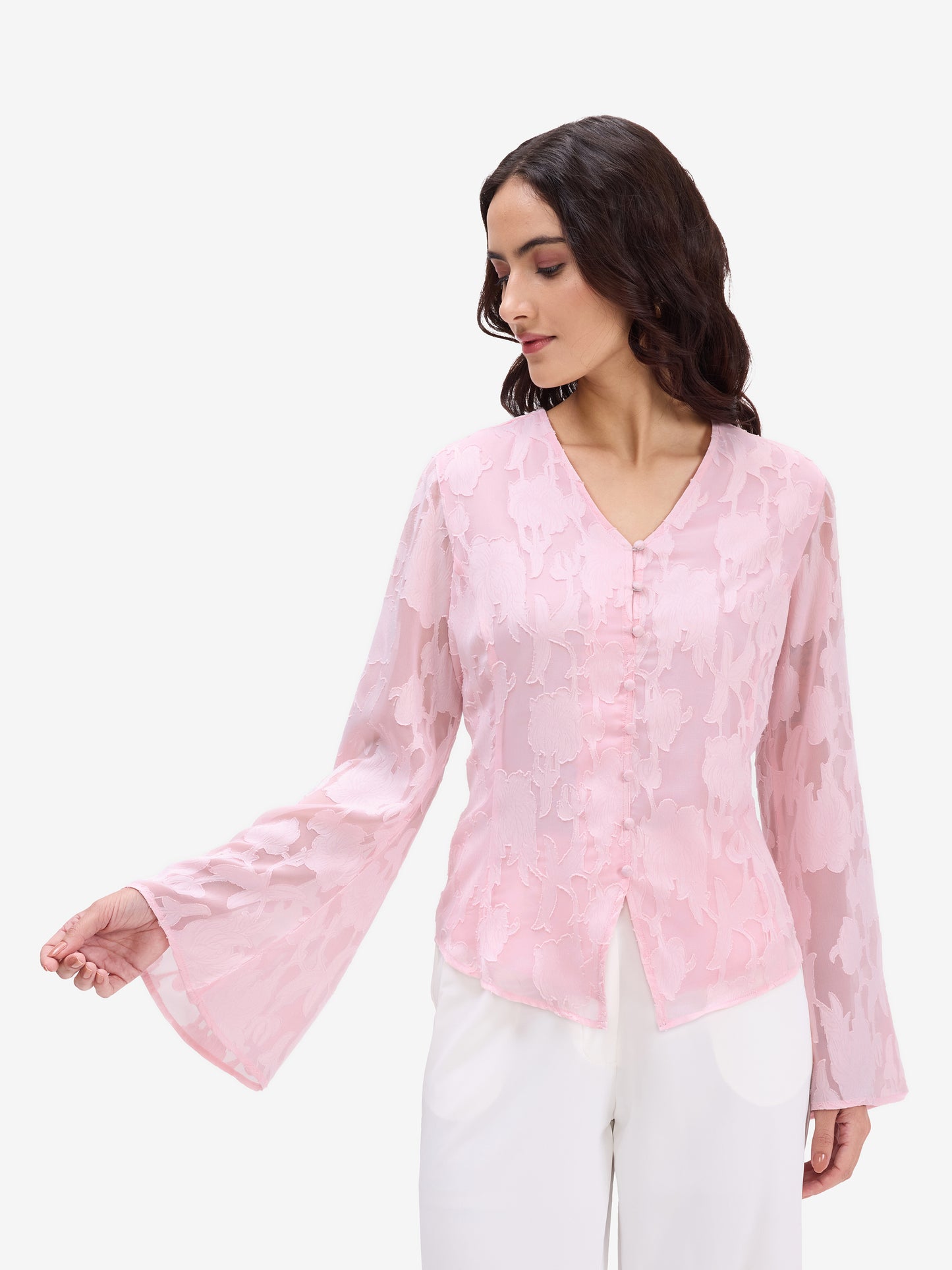 Pink Jacquard Top