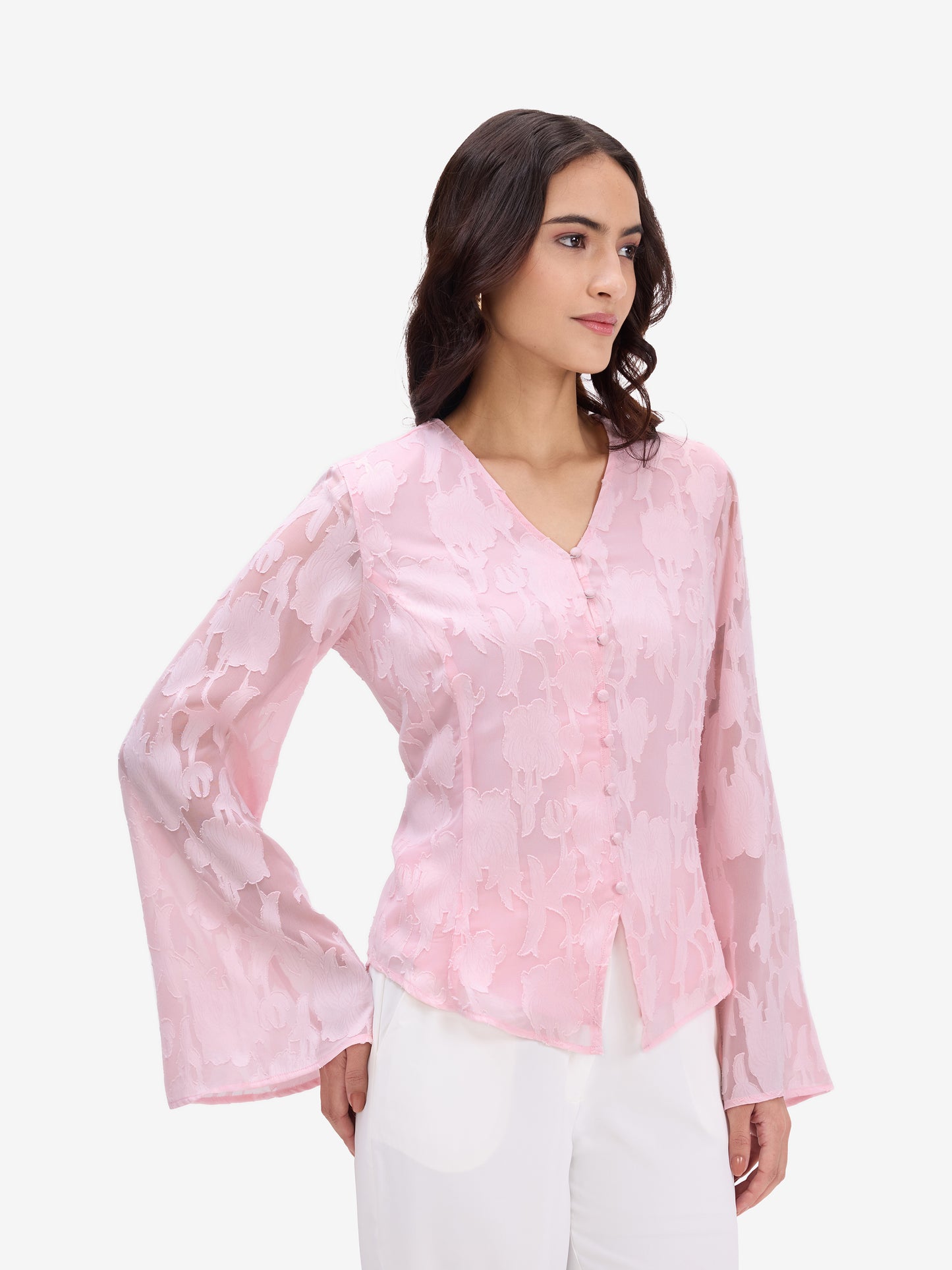 Pink Jacquard Top
