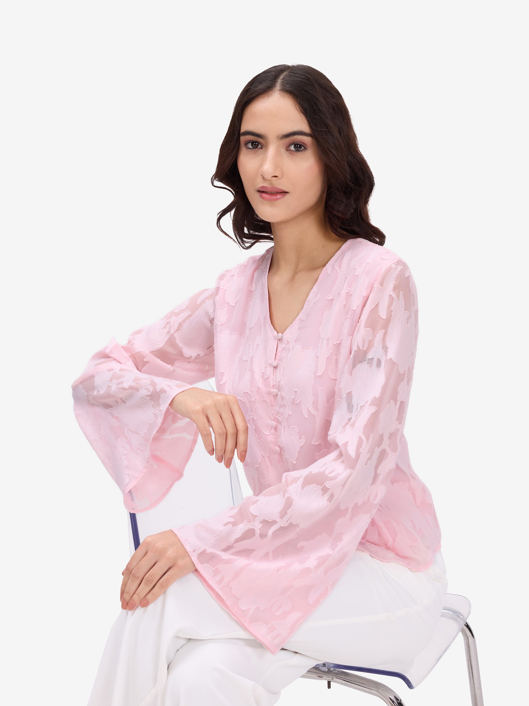 Pink Jacquard Top