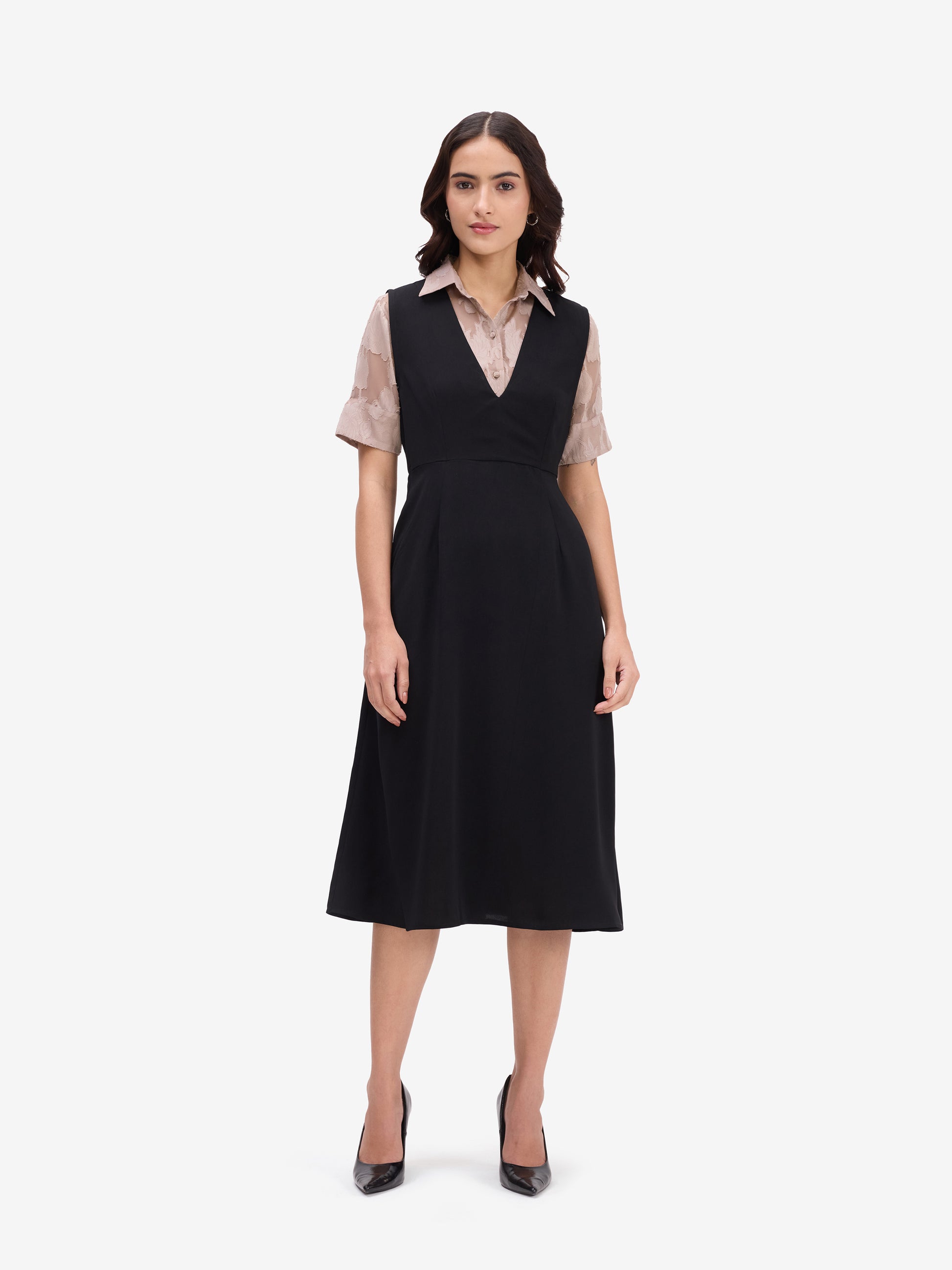 Black A-Line Pinafore Dress