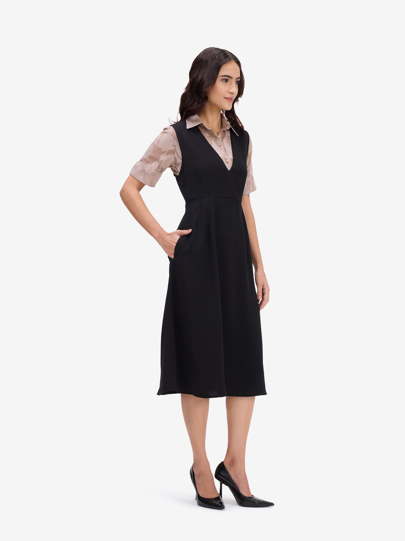 Black A-Line Pinafore Dress