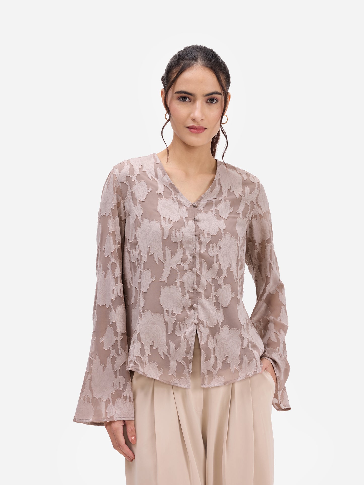 Light Brown Jacquard Top
