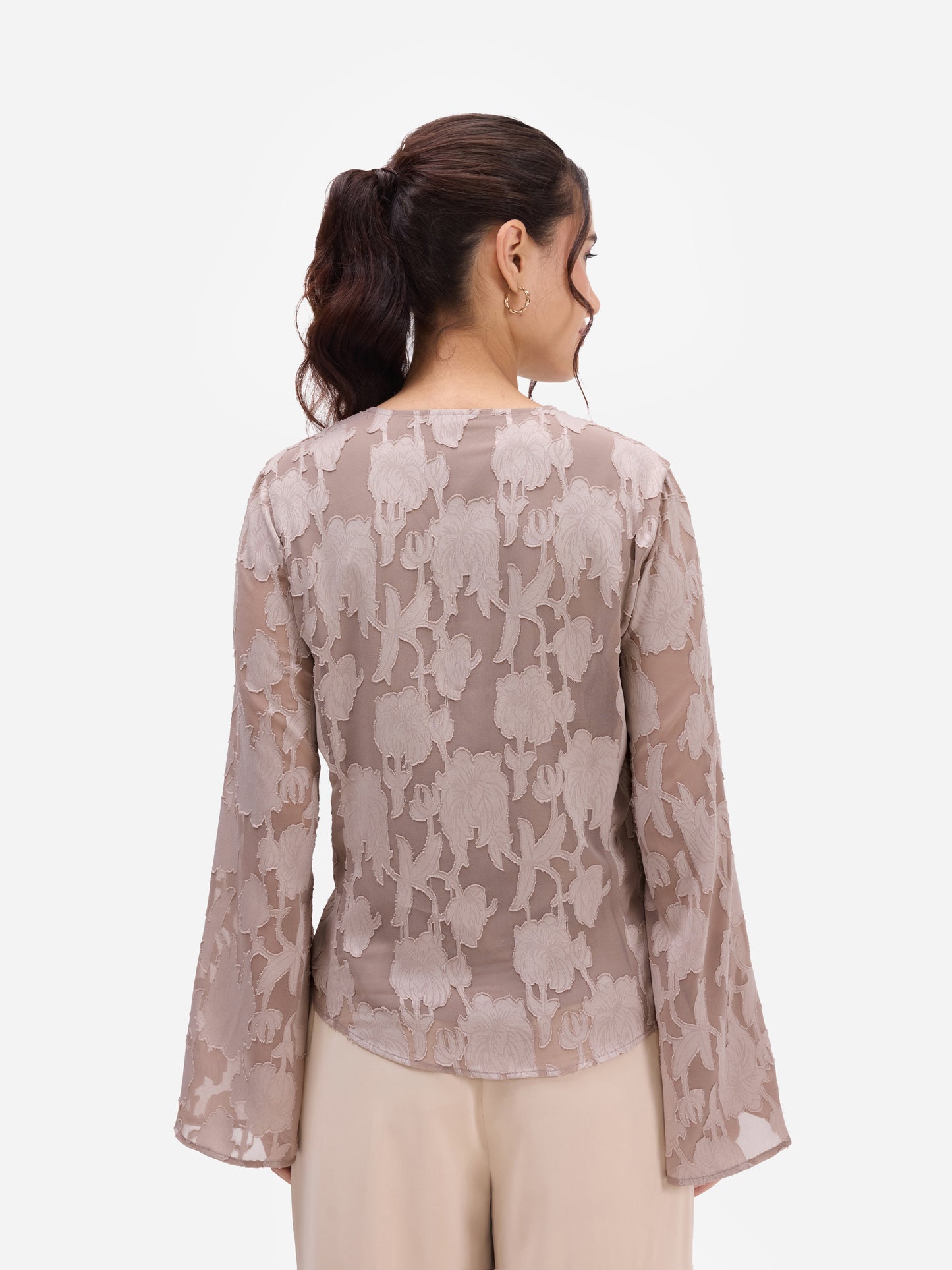 Light Brown Jacquard Top
